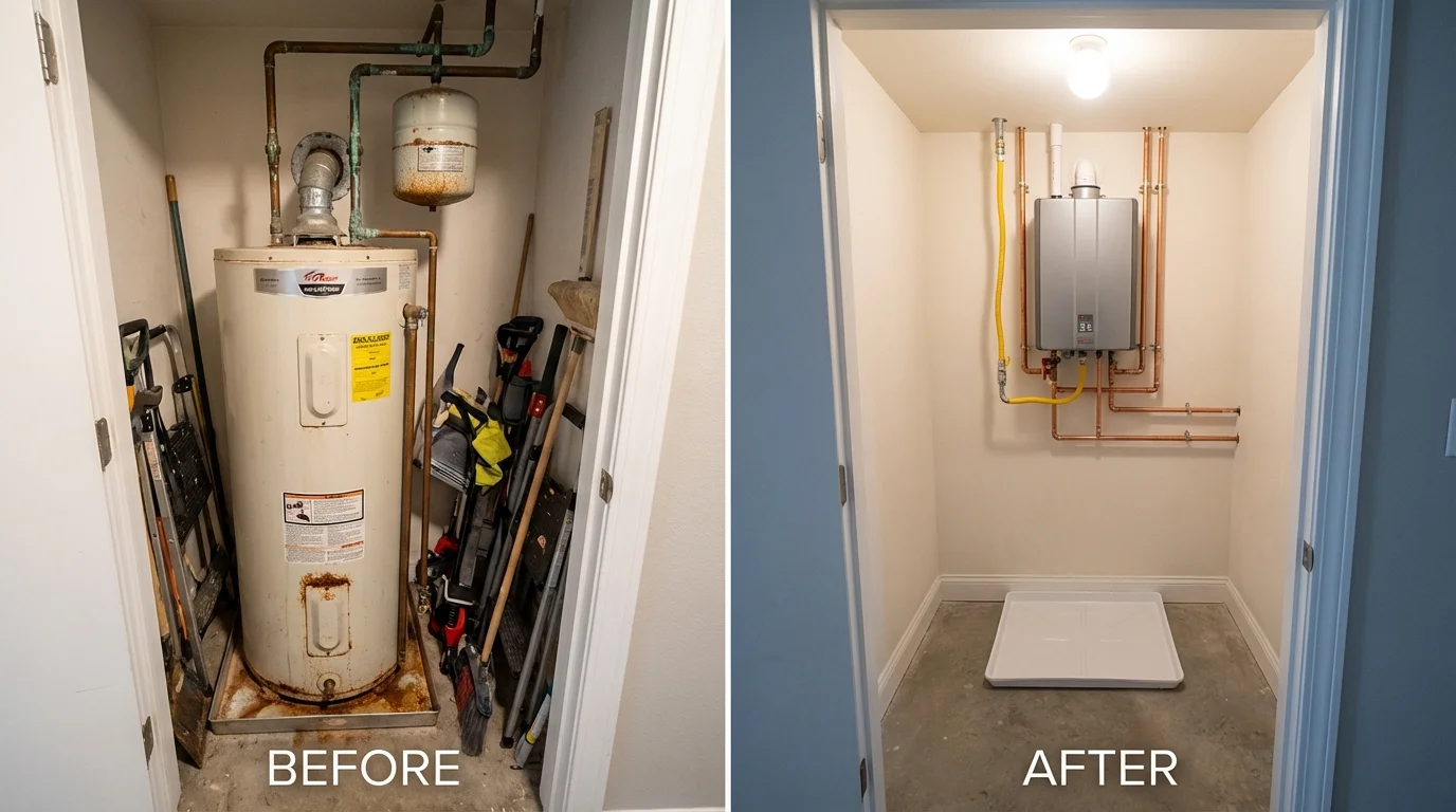 Tank water heater versus wall-mounted tankless unit comparison for Hawthorne, CA homeowners